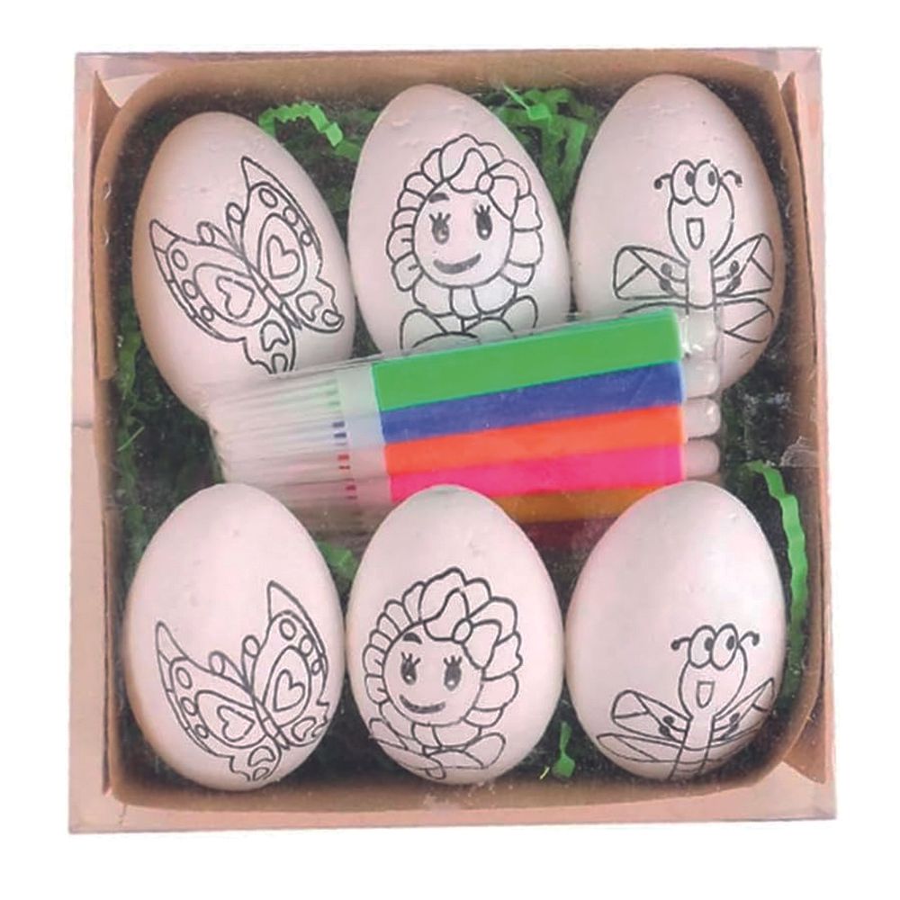 Brain Giggles - Hand-Painted Easter Eggs Drawing Set - 6 Pcs