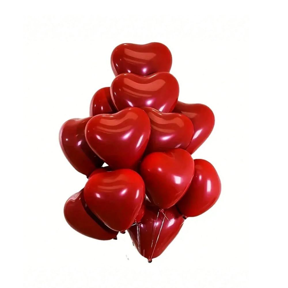 Brain Giggles- Valentines Anniversary Decoration Red Heart Balloons - Set of 20 - 10 Inch