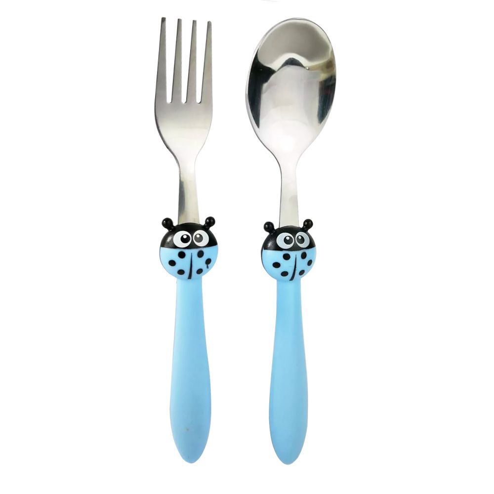 Brain Giggles - Kids Cutlery Set - Bee - Blue - 2 Pcs