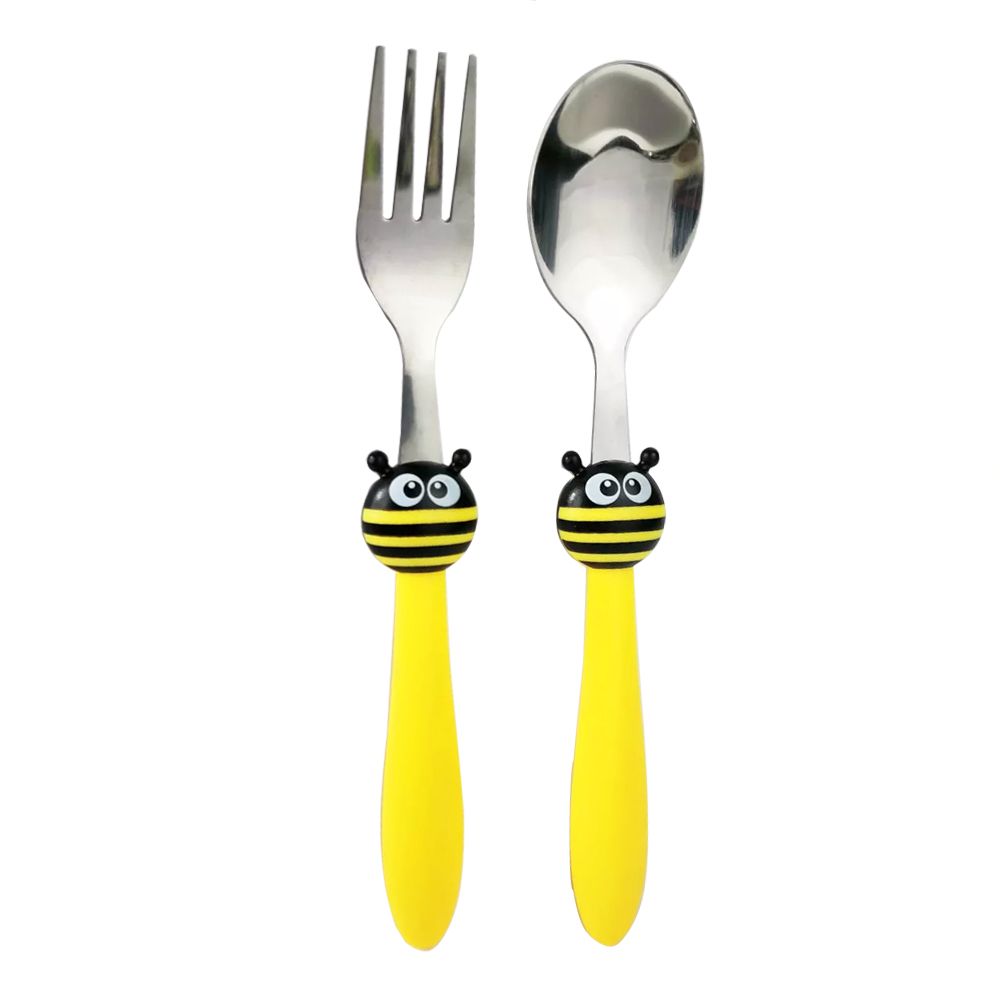 Brain Giggles - Kids Cutlery Set - Bee - Yellow - 2 Pcs