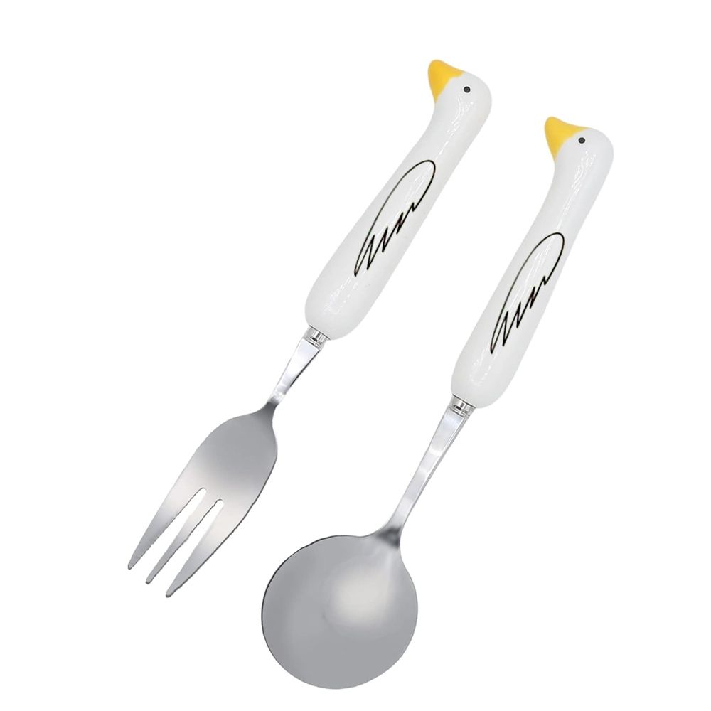 Brain Giggles - Kids Cutlery Set With Case - Wings - White/Yellow - 2 Pcs