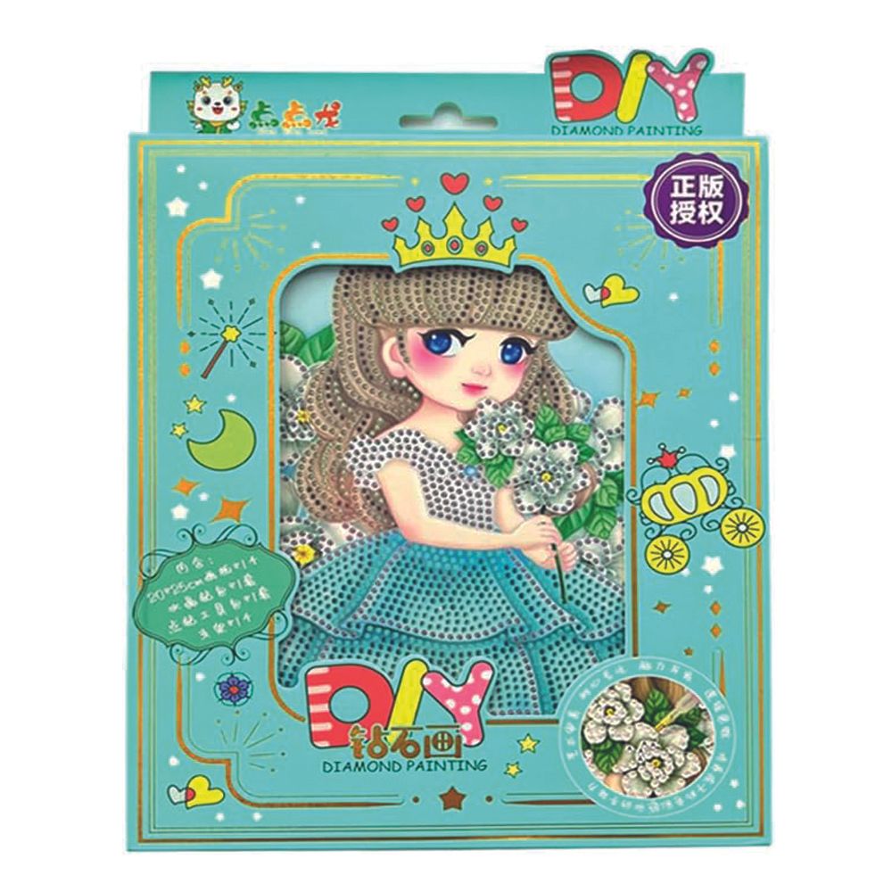 Brain Giggles - DIY 5D Diamond Embroidery Rhinestone Art And Craft Kit - Princess - Green