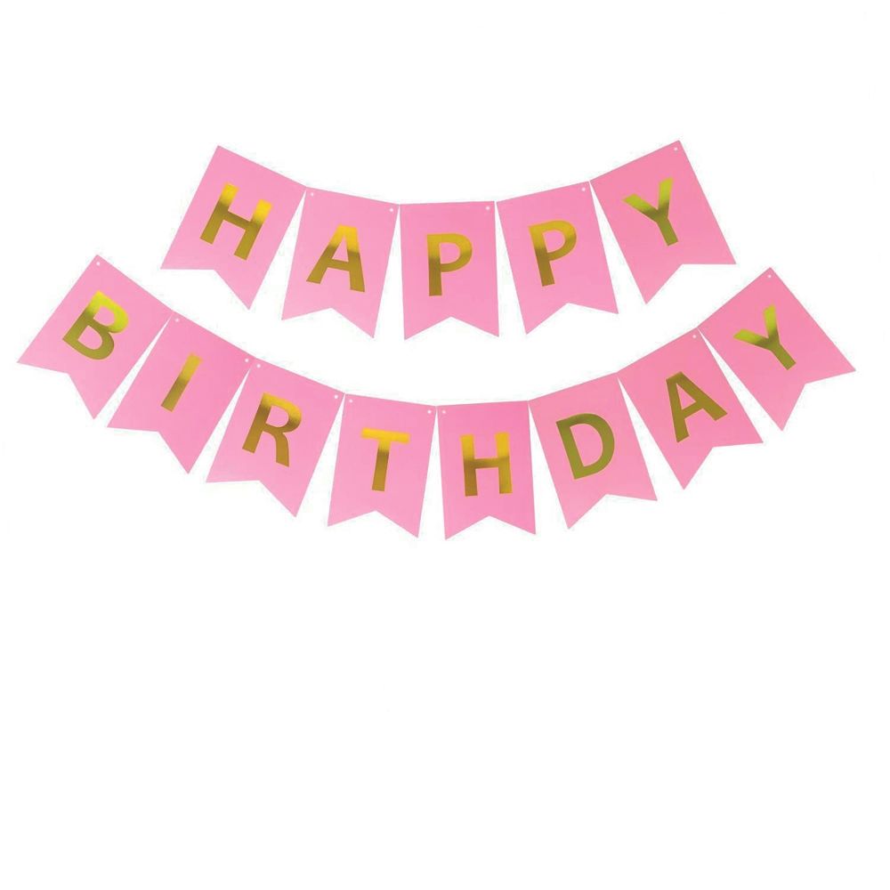 BrainGiggles - Cardstock Happy Birthday Banner - Pink