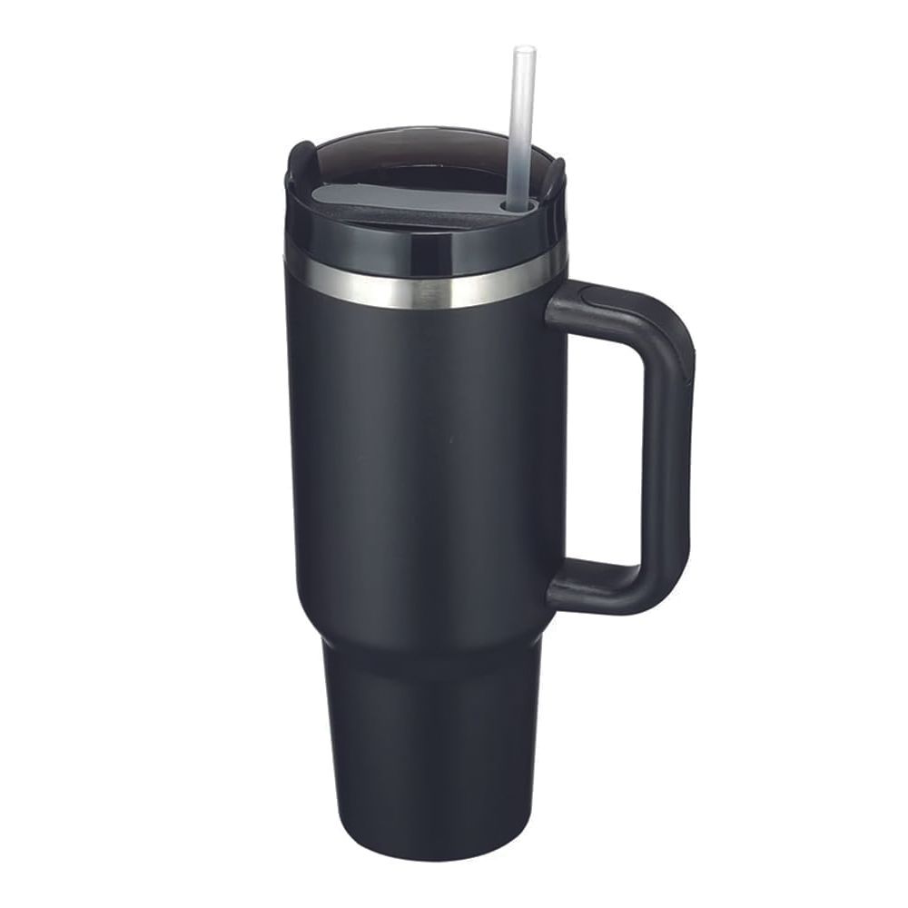 Brain Giggles - Insulated Stainless Steel Vacuum Tumbler With Straw 1200ml - Black