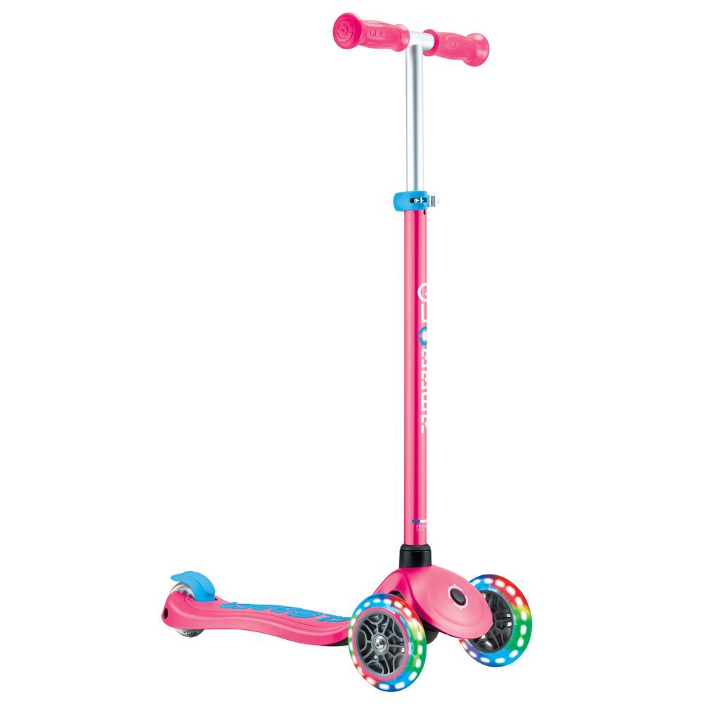 Globber - Primo Plus Lights 3-Wheel Manual Scooter - Fuchsia/Sky Blue