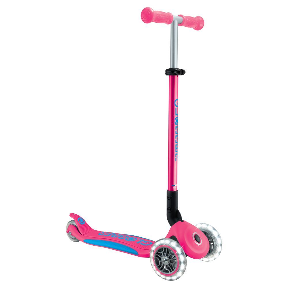 Globber - Primo Foldable Plus Lights Manual Scooter - Fuchsia/Sky Blue