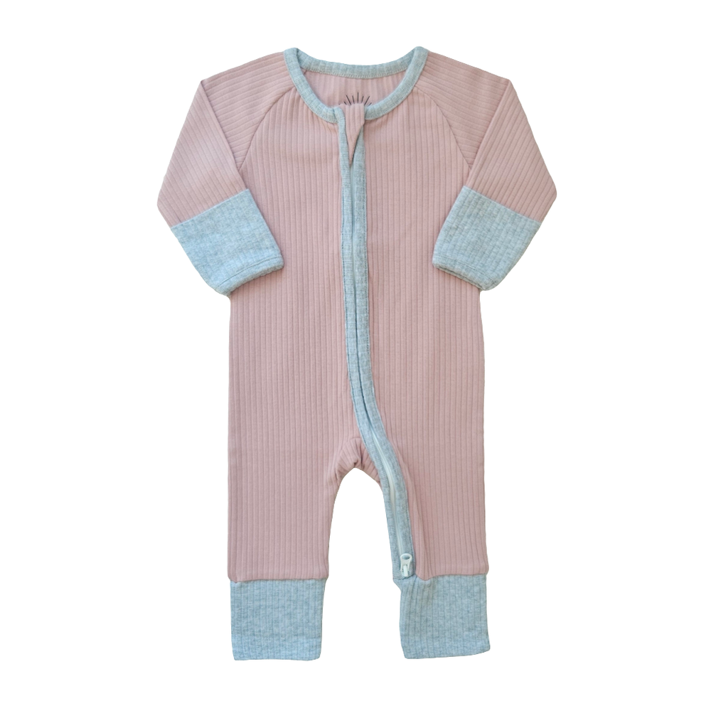 Issy & Lilo - Smart Zipper Organic Cotton Romper - Dusty Pink