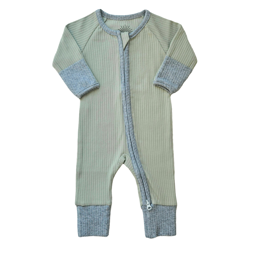 Issy & Lilo - Smart Zipper Organic Cotton Romper - Sage Green