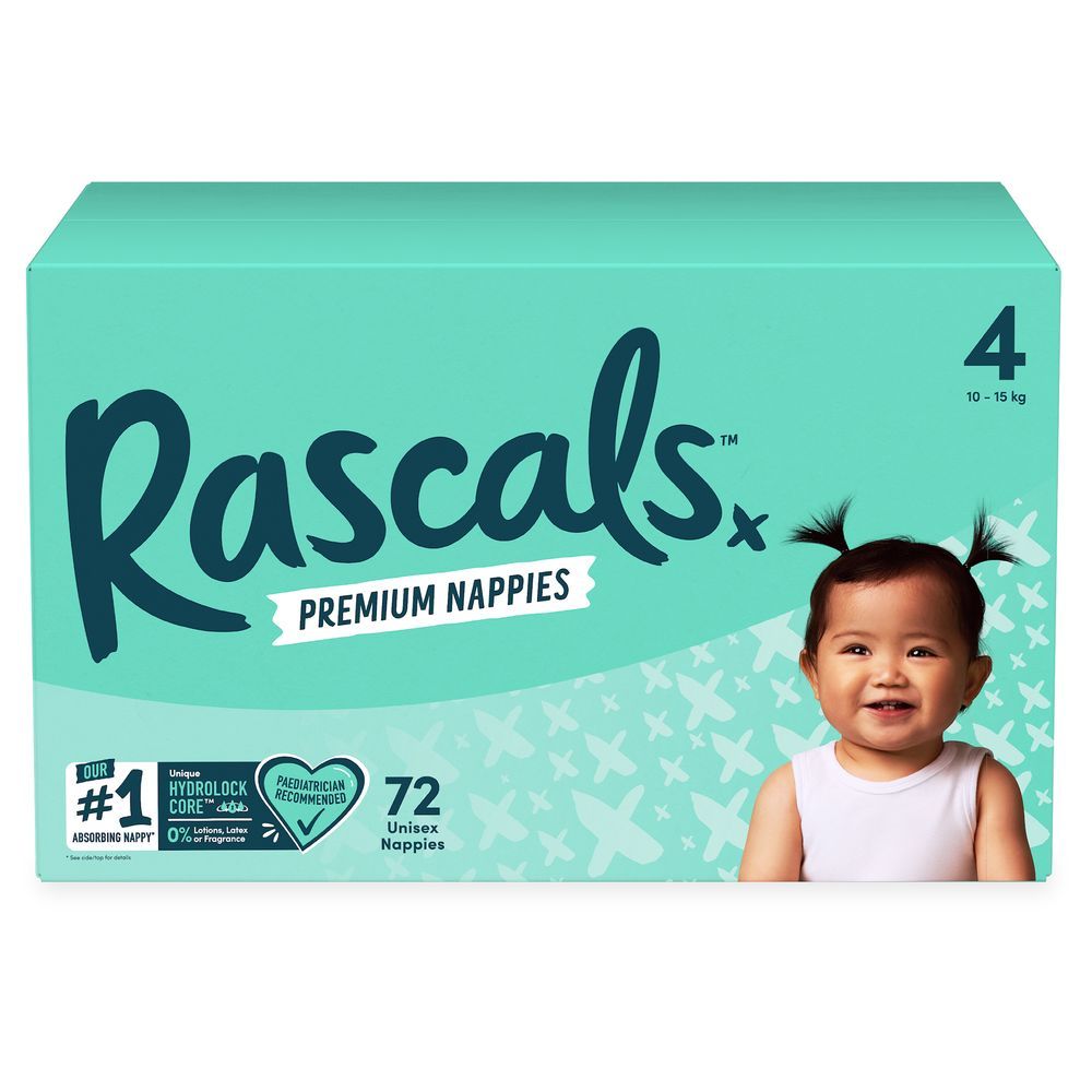 Rascals - Premium Baby Diapers Jumbo Box - Size 4 - 10-15 kg - 72 Pcs