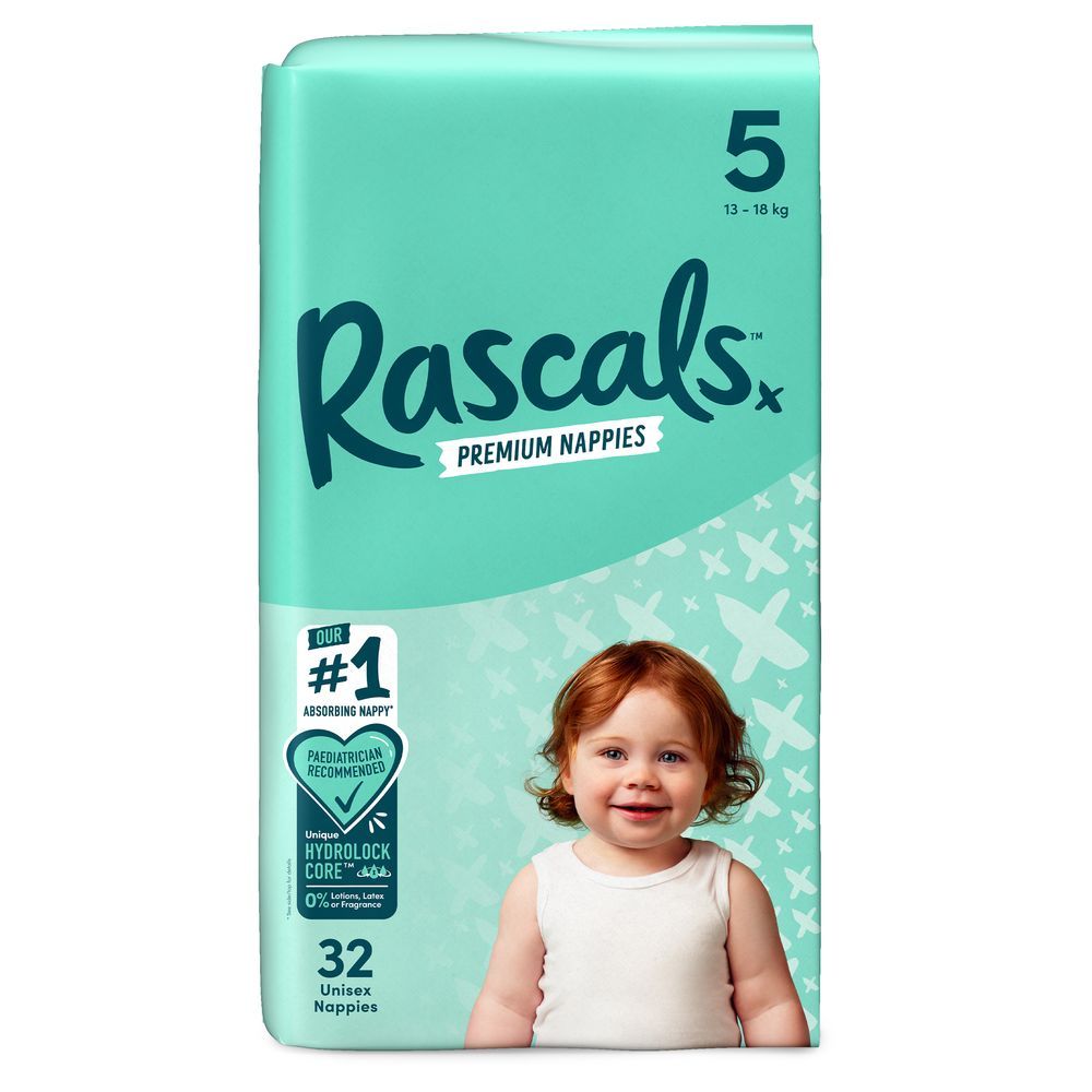 Rascals - Premium Baby Diapers - Size 5 - 13-18 kg - 32 Pcs