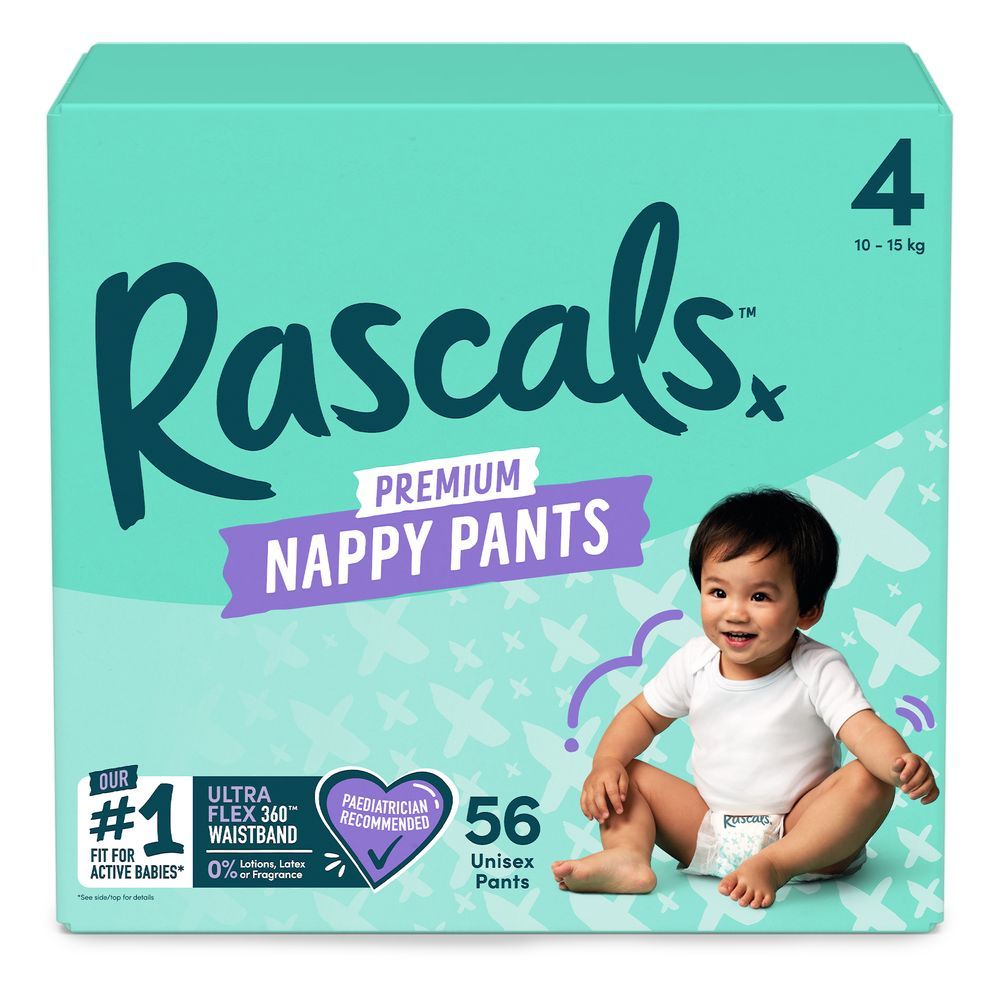 Rascals - Training Diaper Pants - Size 4 - 10-15 kg - 56 Pcs