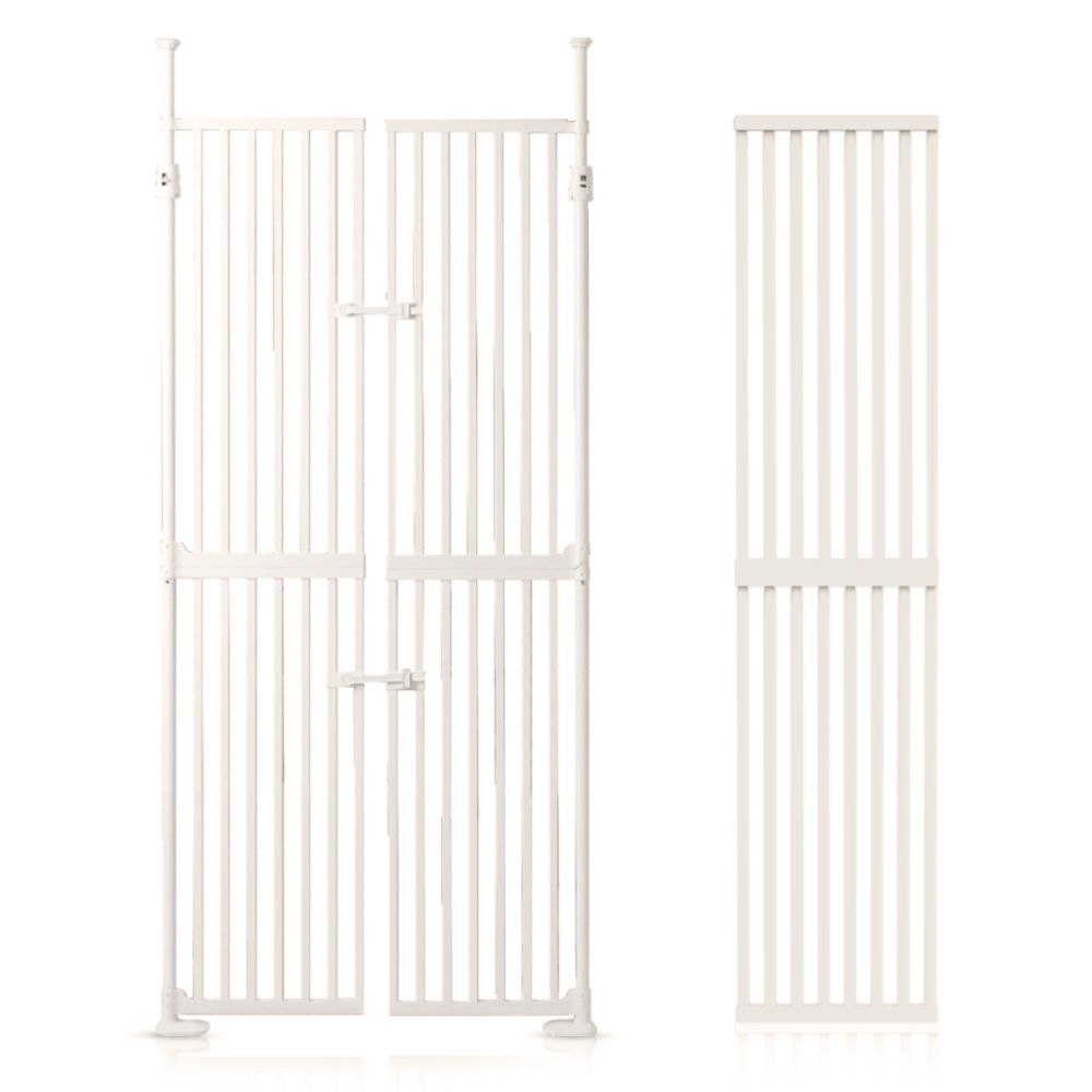 Baby Safe - Dual Door Metal Safety Gate With Extension - White - 40 cm