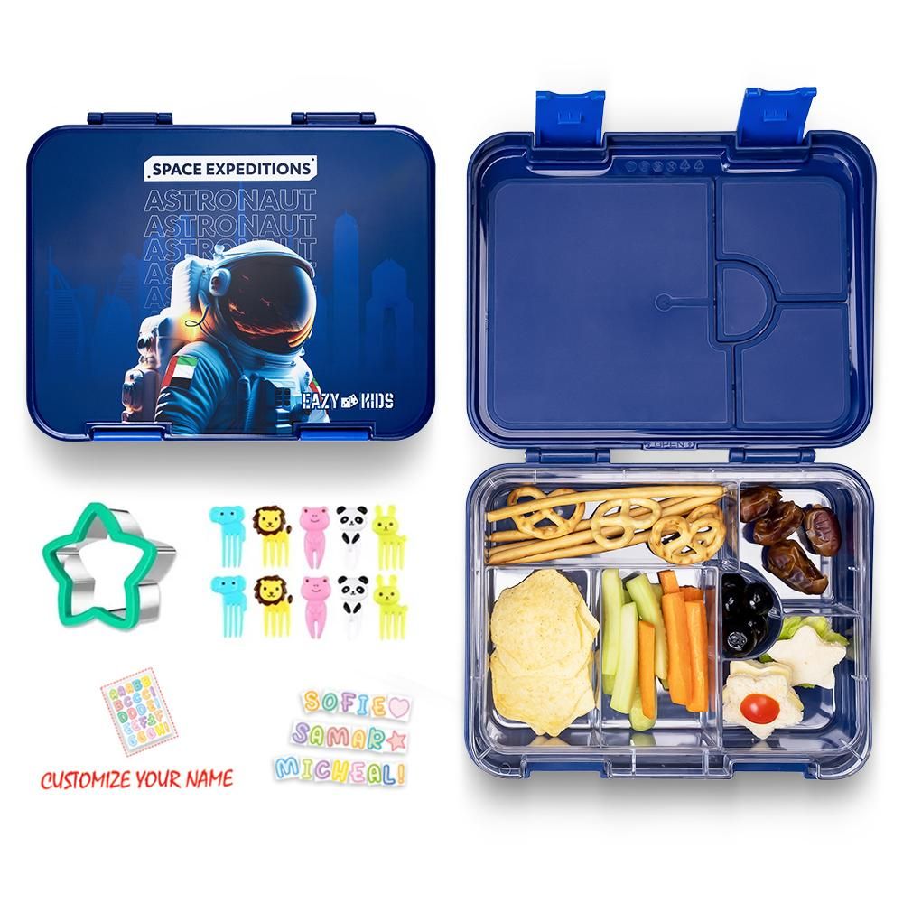 Eazy kids - 6 And 4 Convertible Bento Box With Sandwich Cutter - Space