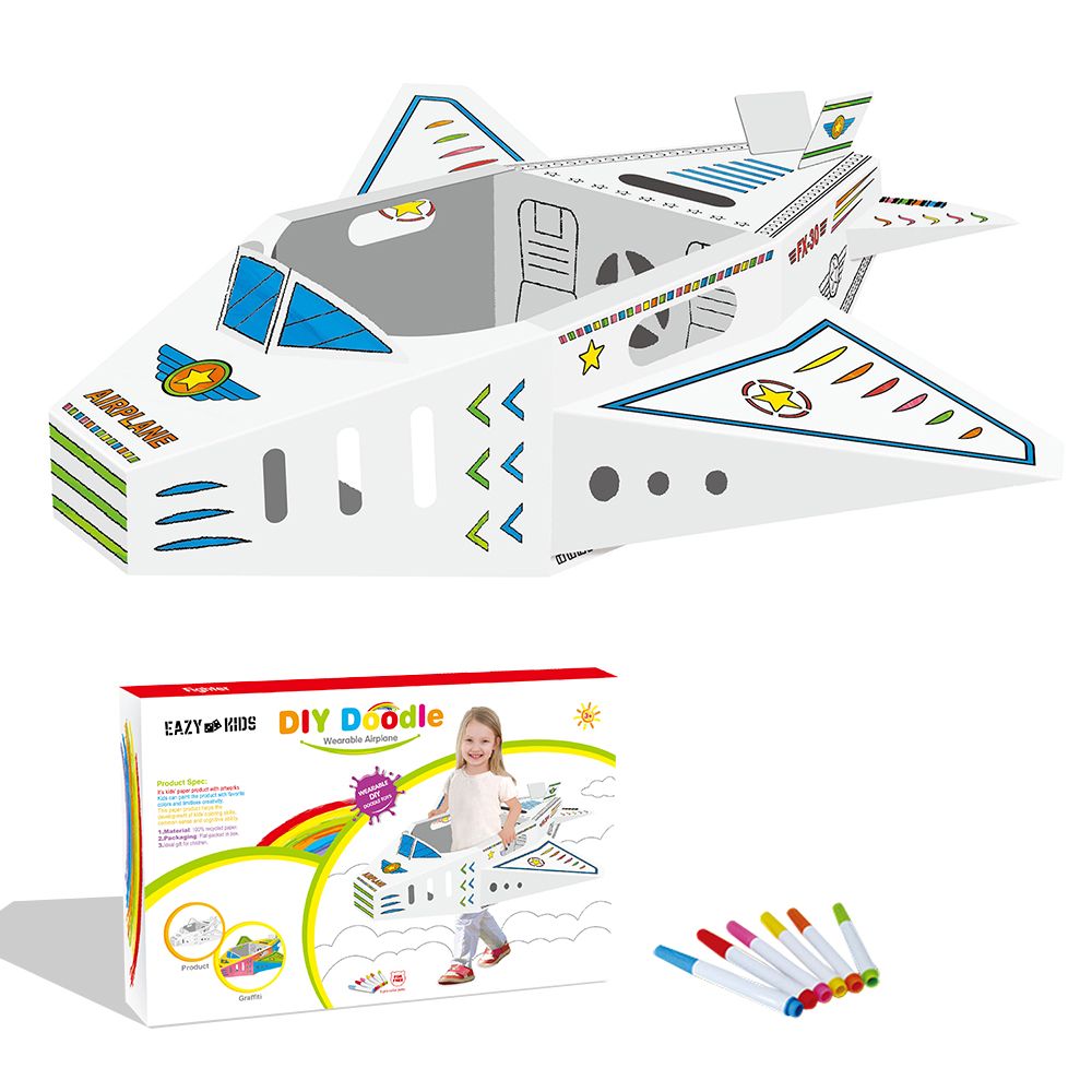 Eazy Kids - DIY Doodle Colouring Kit - Wearable Airplane