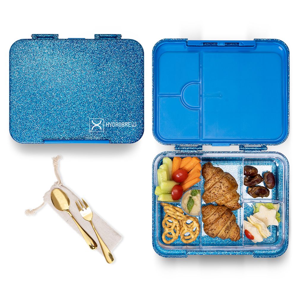 Hydrobrew - Convertible Bento Lunch Box 4 - 6 Compartments - Glitter Blue