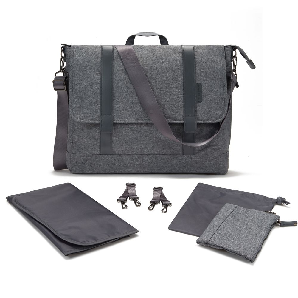 Little Story - Men's Diaper Handbag With Changing Mat & Straps - Grey