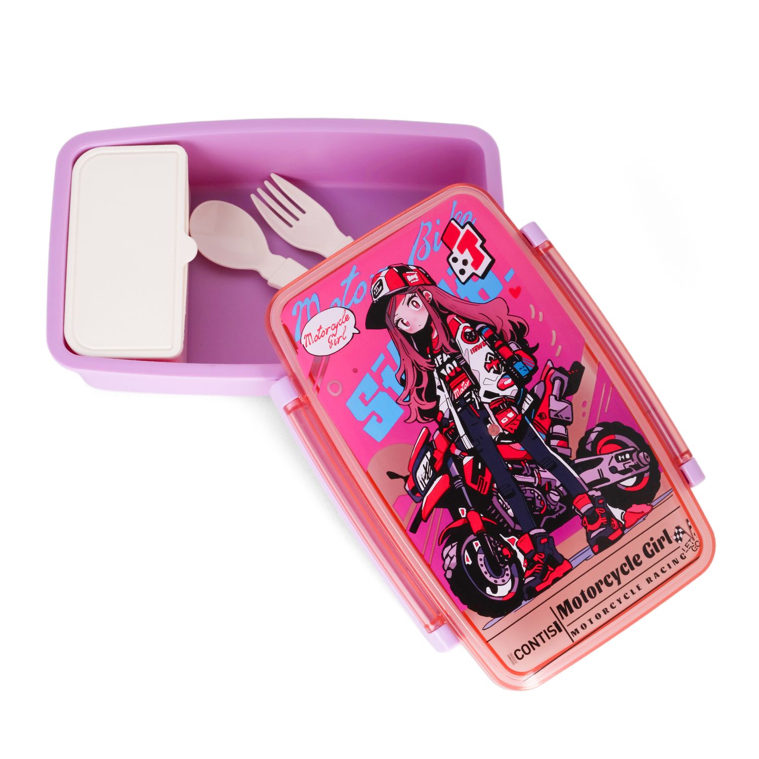 Nova Kids - Bento Lunch Box with Spoon & Fork - Motorbike