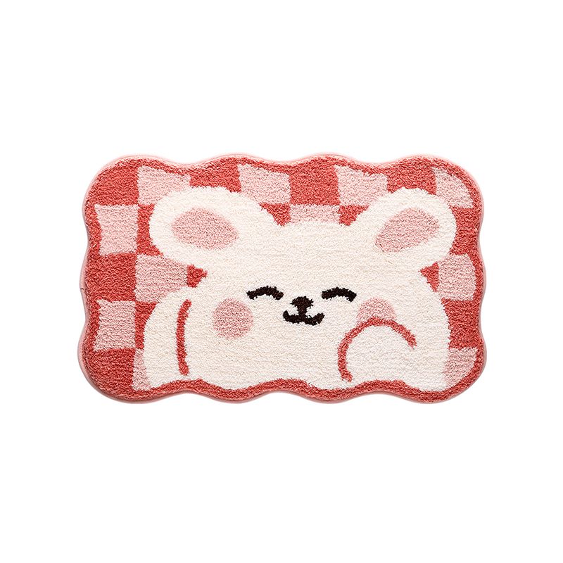 Mei Stylish - Plush Non Slip Bathroom Mat - Rabbit - Pink/Red - 50x80cm