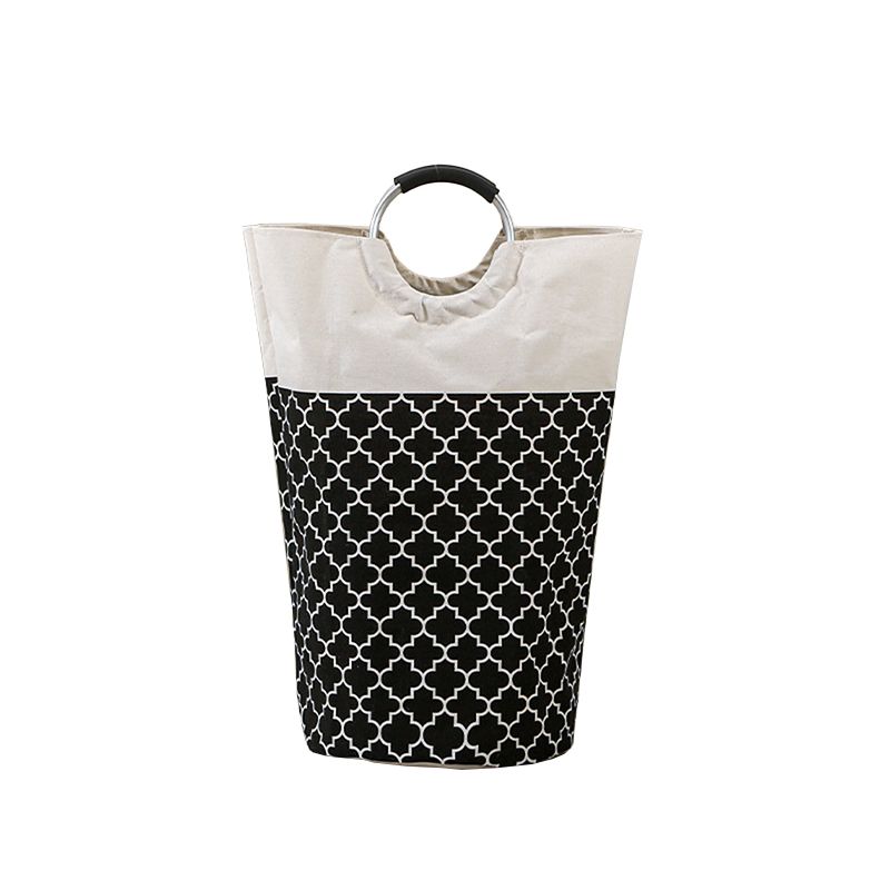 Mei Stylish - Foldable Laundry Basket With Handles - Black - Large