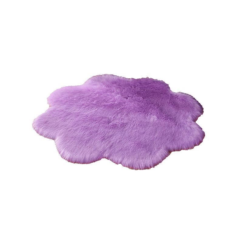 Mei Stylish - Super Soft Rabbit Fur Flower Design Carpet - Purple