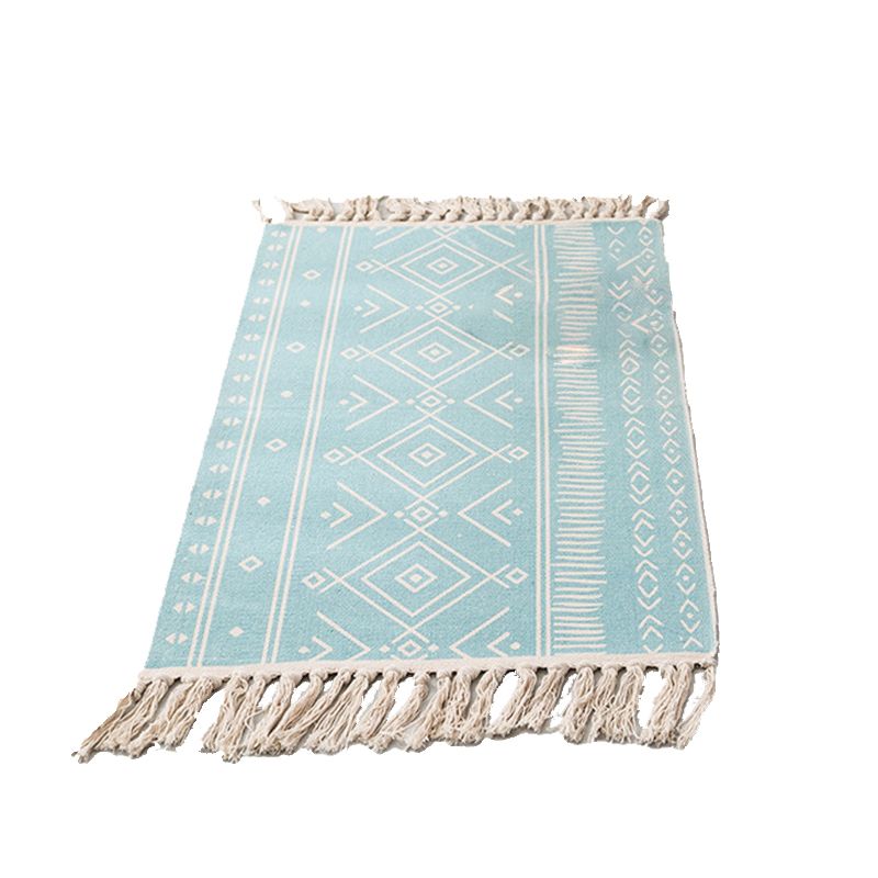 Mei Stylish - Ethnic Style Handwoven Tassel Carpet - Sky Blue - 60x90cm