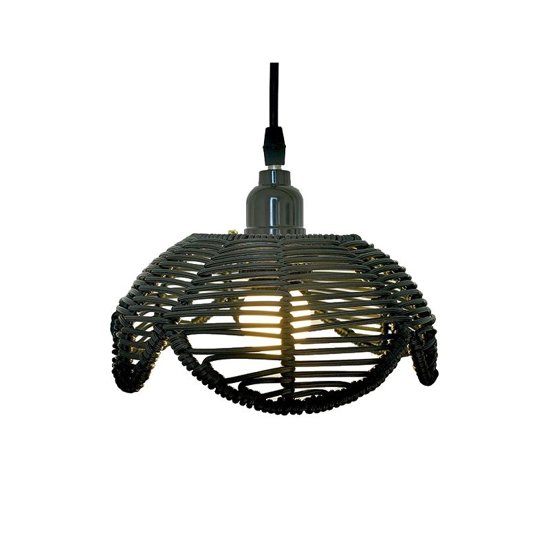 Mei Stylish - Hand Woven Rattan Cage Pendant - Black