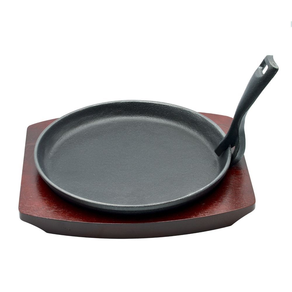 Kitchen Master - Round Sizzle Tray With Holder - Black - 22 cm