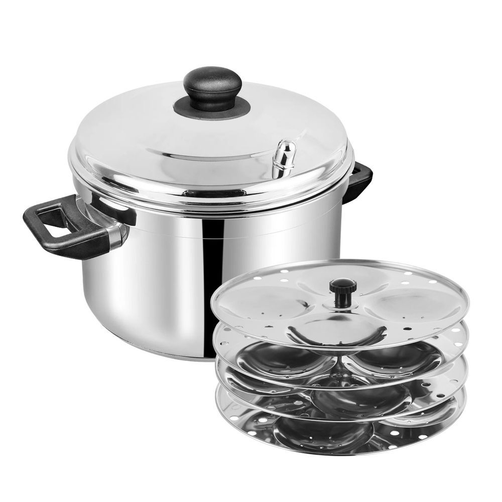 Vinod - Stainless Steel Idli Cooker With 4 Tier Idly Plate - Silver