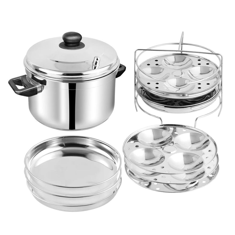 Vinod - Stainless Steel Multipurpose Pot With 4 Idly Stand - Silver