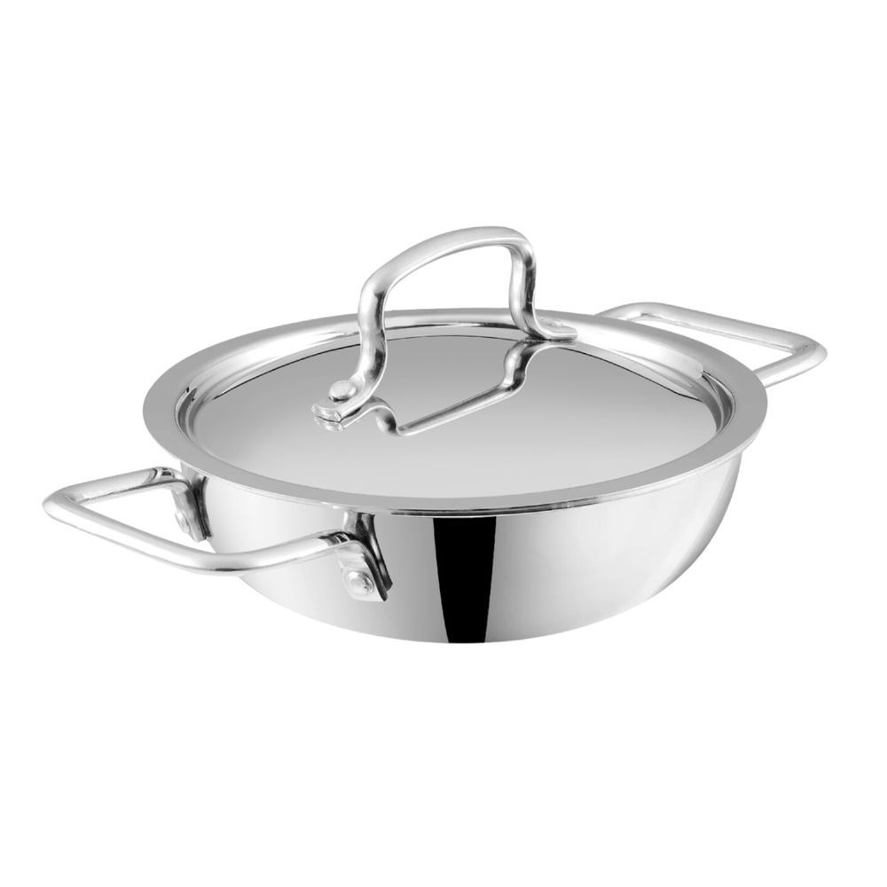 Vinod - Platinum Triply Stainless Steel Extra Deep kadai With Lid - 1.2 L