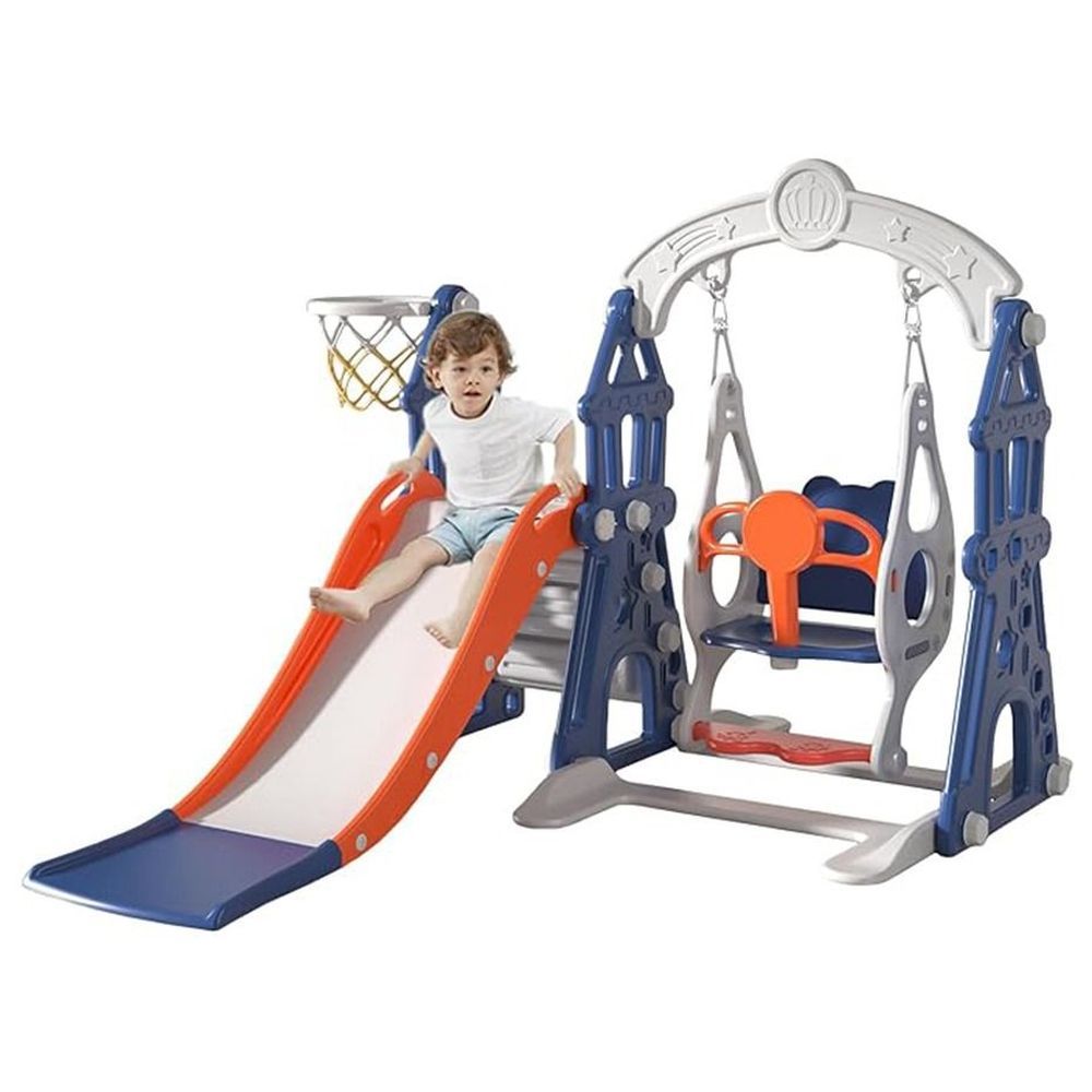 Megastar - 3-In-1 Slide w/Swing & Basketball Hoop Playset - Blue