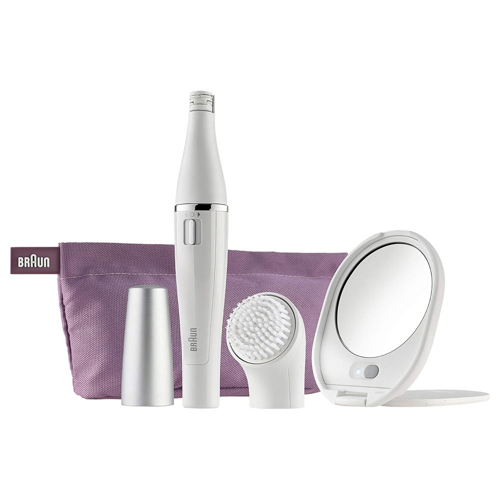 Braun - Facial Epilator And Cleanser With Mirror And Pouch - White