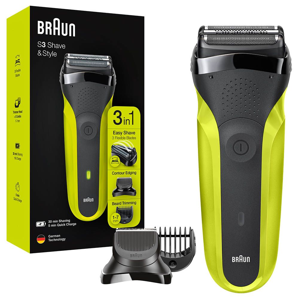 Braun - Series 3 Shave And Style 3-in-1 Shaver - Volt Green