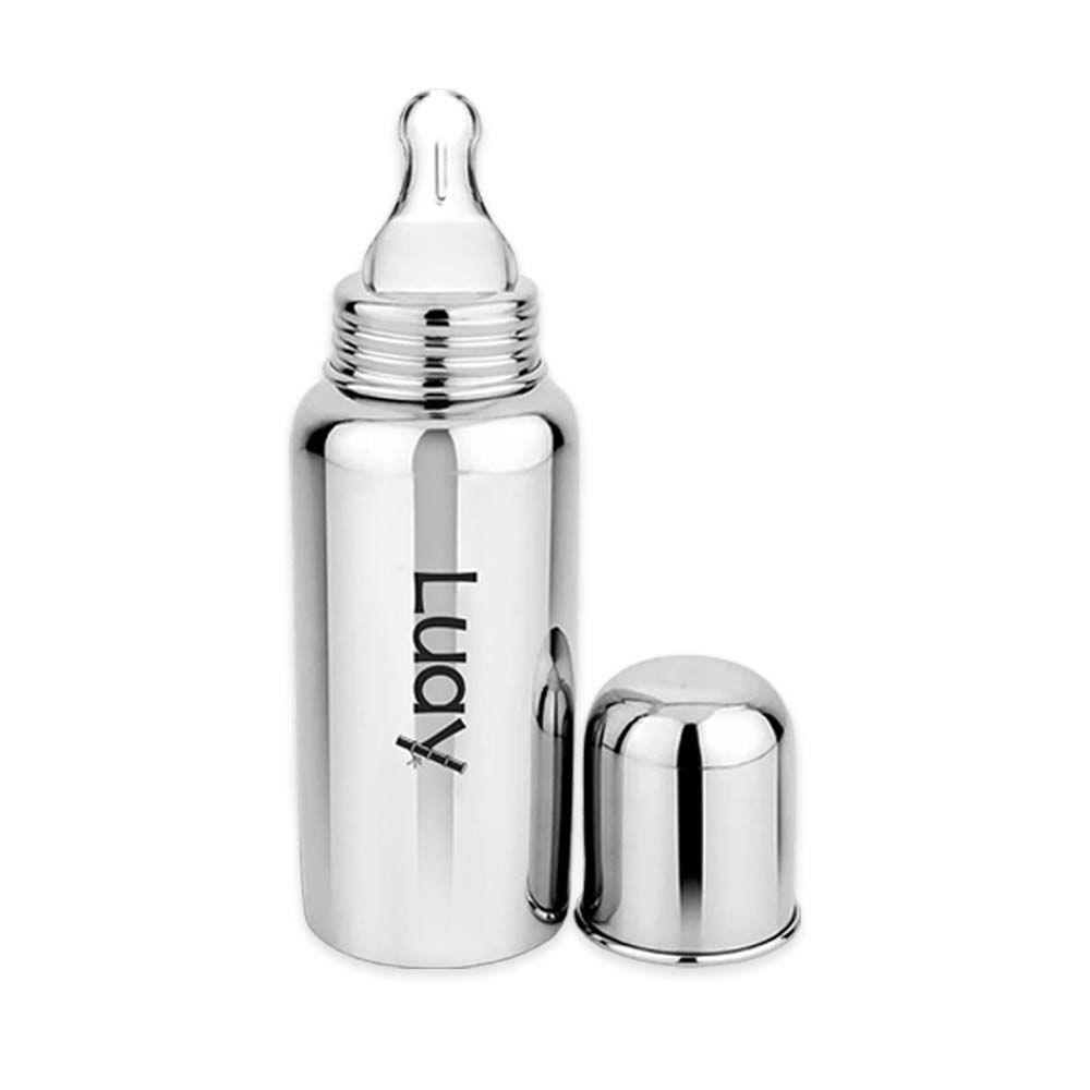 Luay - Baby Stainless Steel Feeding Bottle - Silver - 250 ml