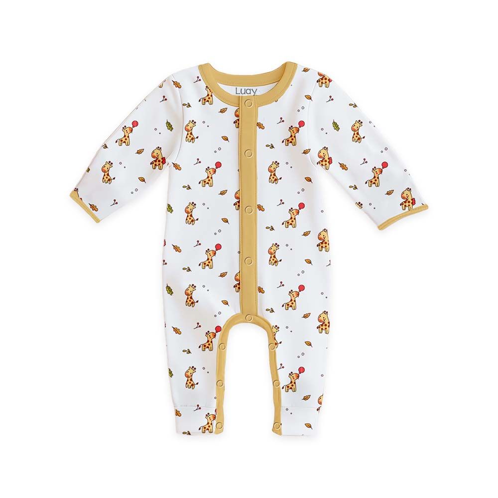 Luay - Giraffe Printed Full Sleeves Baby Romper - Multicolor