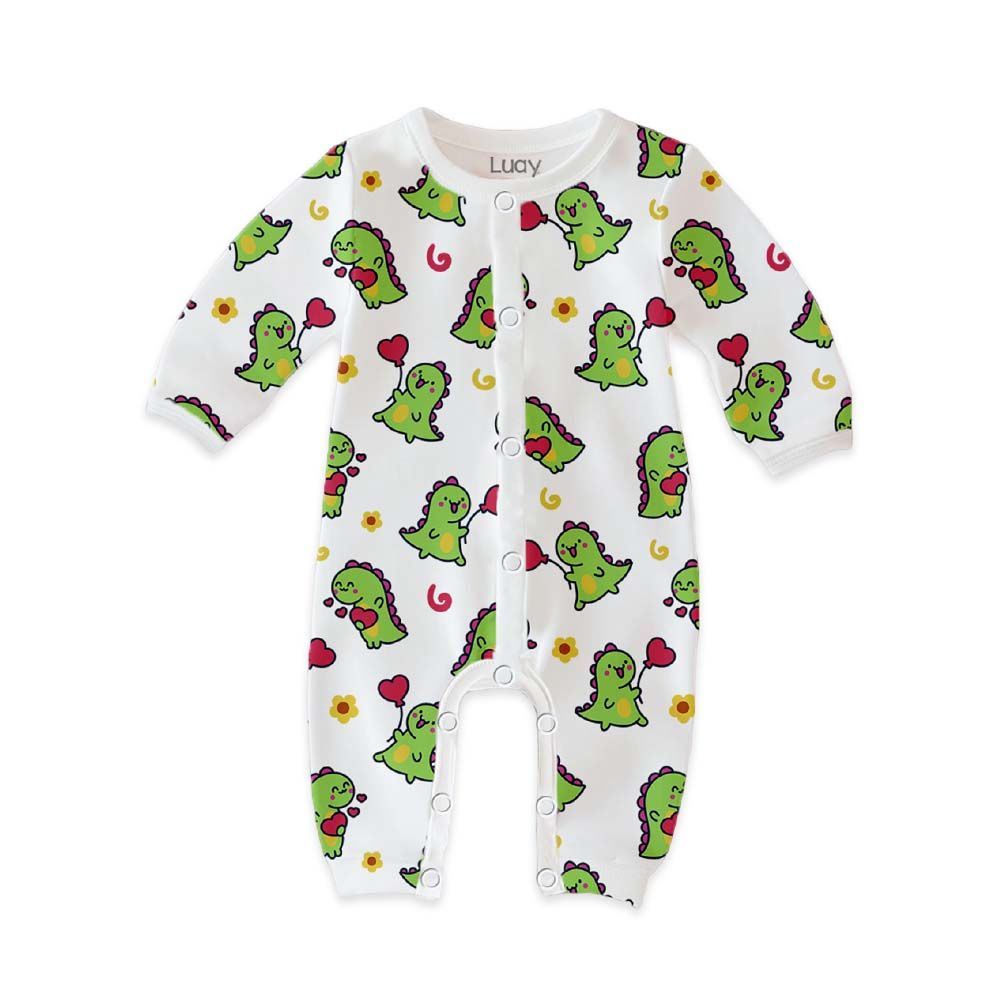 Luay - Dinosaur Printed Full Sleeves Baby Romper - Multicolor