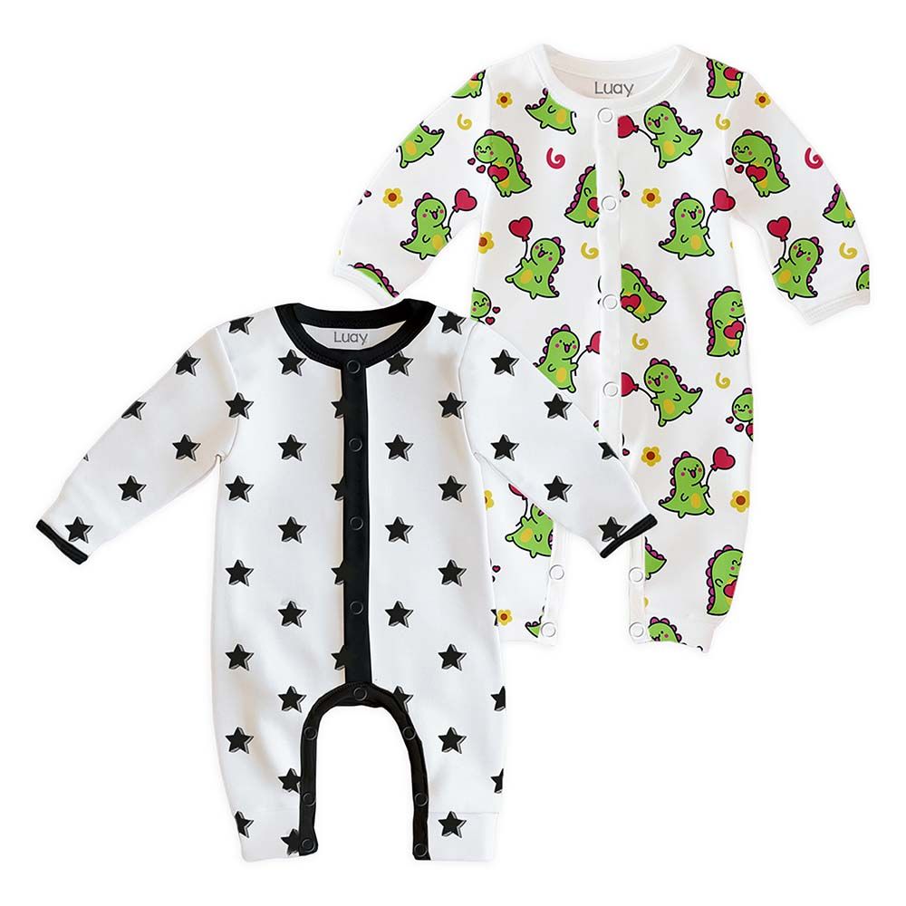 Luay - 2pc-Set - Cotton Full Sleeves Baby Romper - Multicolor