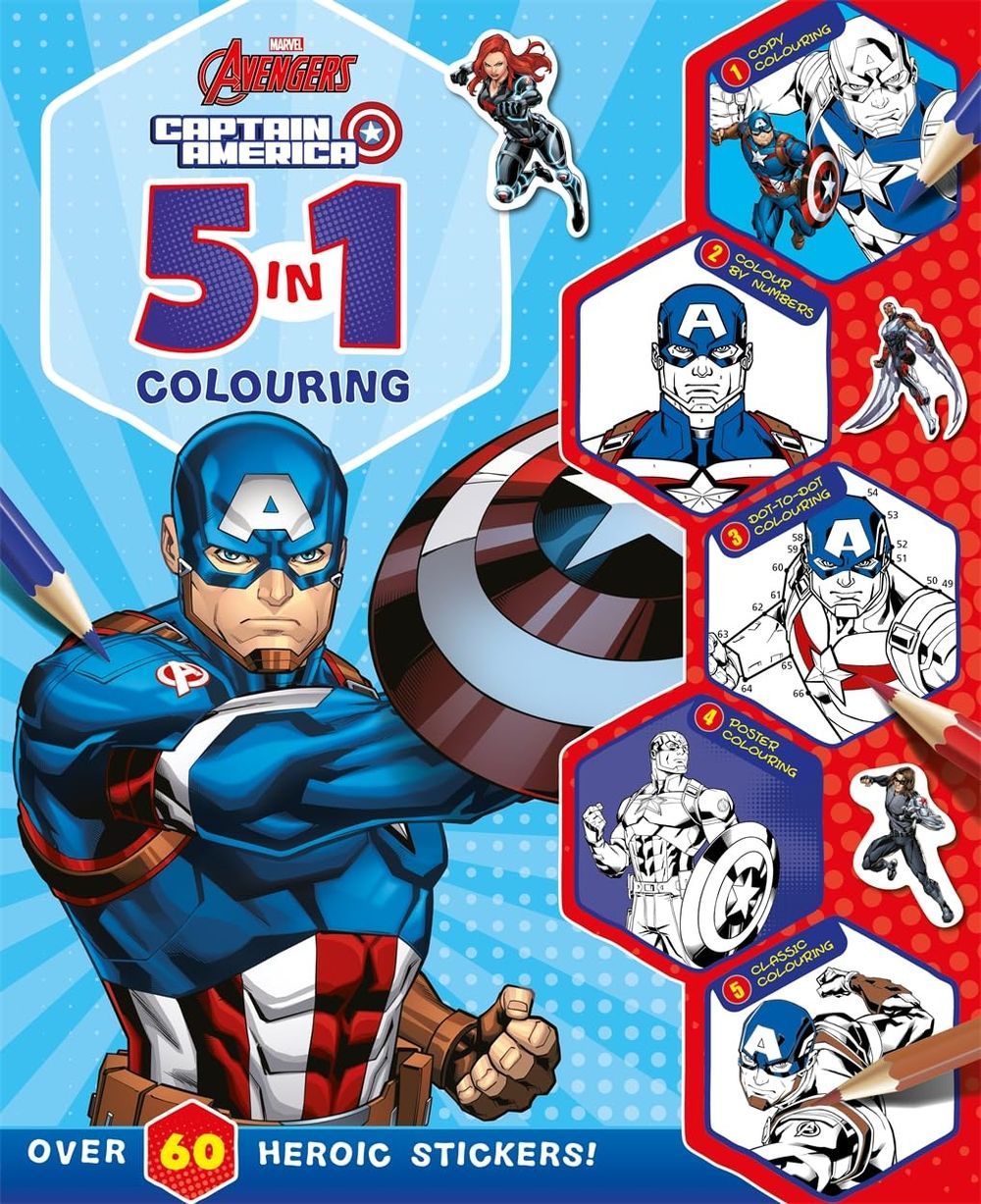 Igloo Books - Marvel Avengers Captain America 5-In-1 Colouring Book