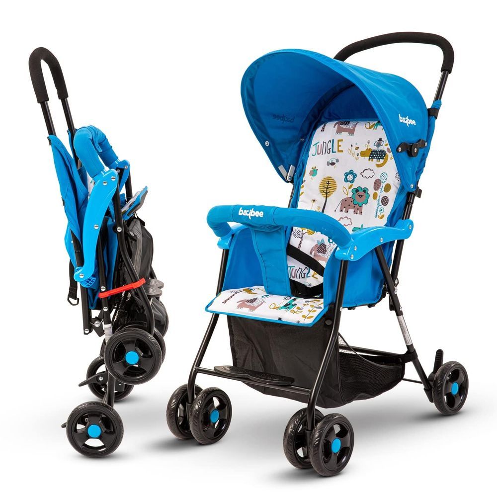 baybee - Portable Infant Baby Stroller With Round Grip Handle - Blue