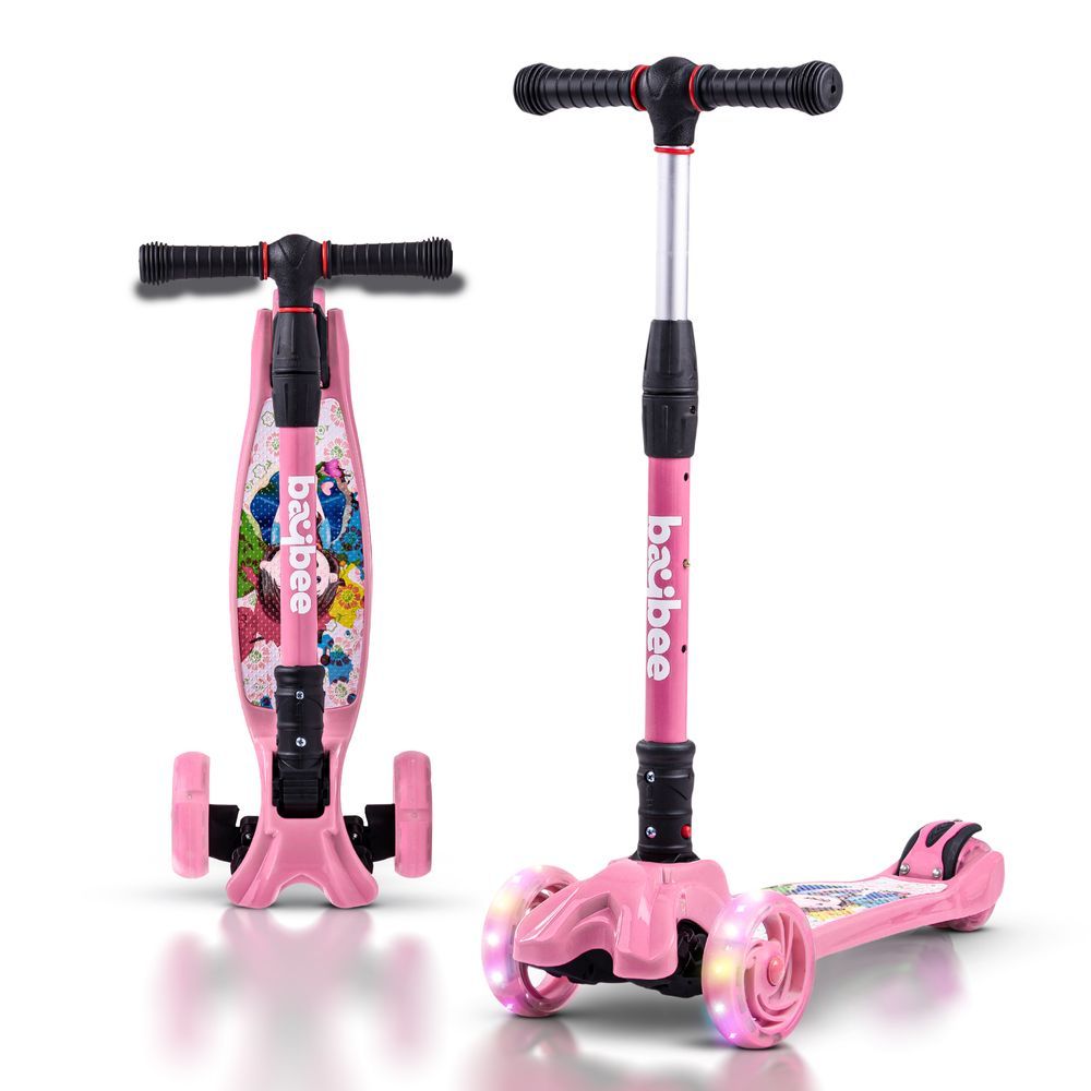 Baybee - Flash Foldable Kids Scooter - Pink