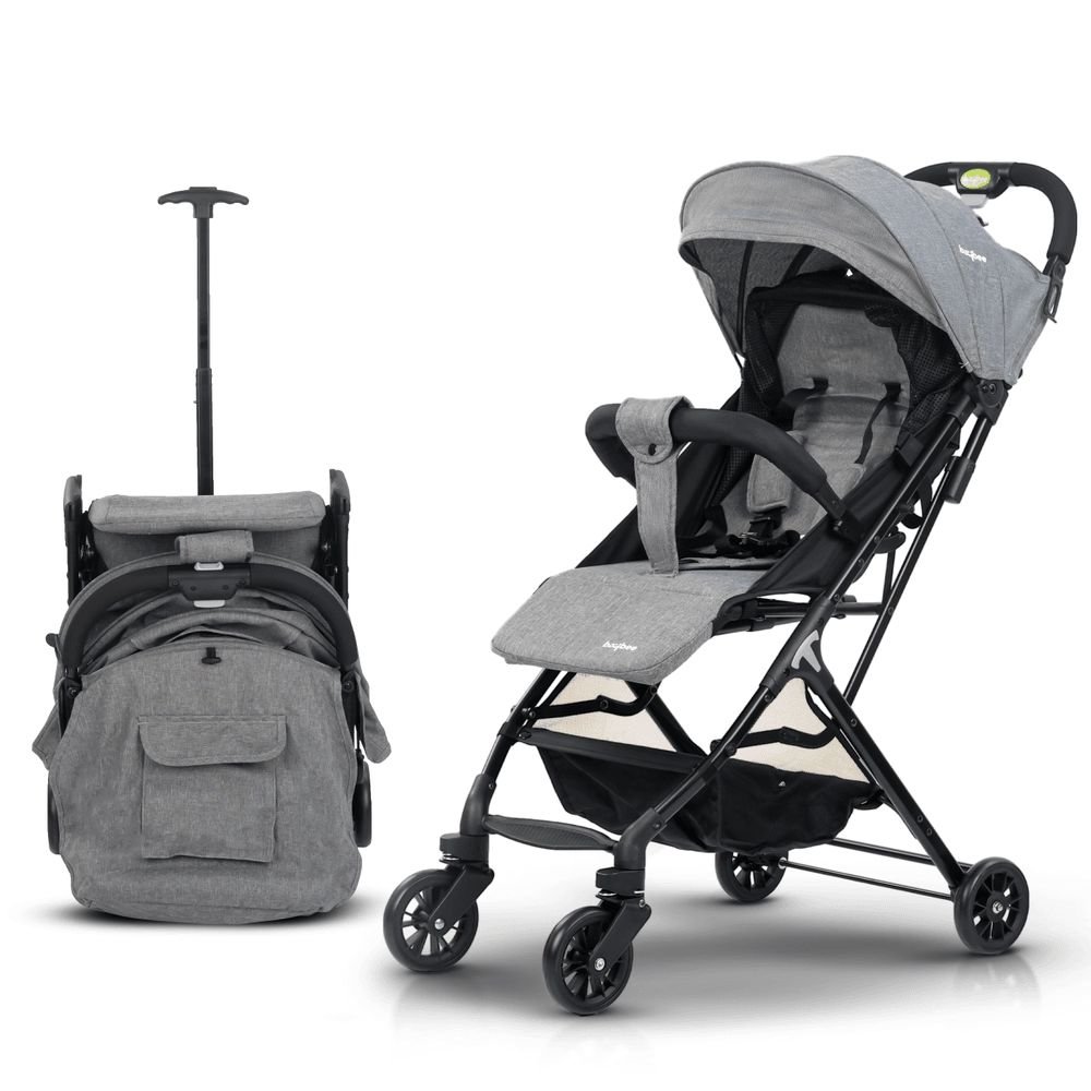 baybee - Foldable Baby Stroller Pram With Metal Frame And Parent Handle - Grey