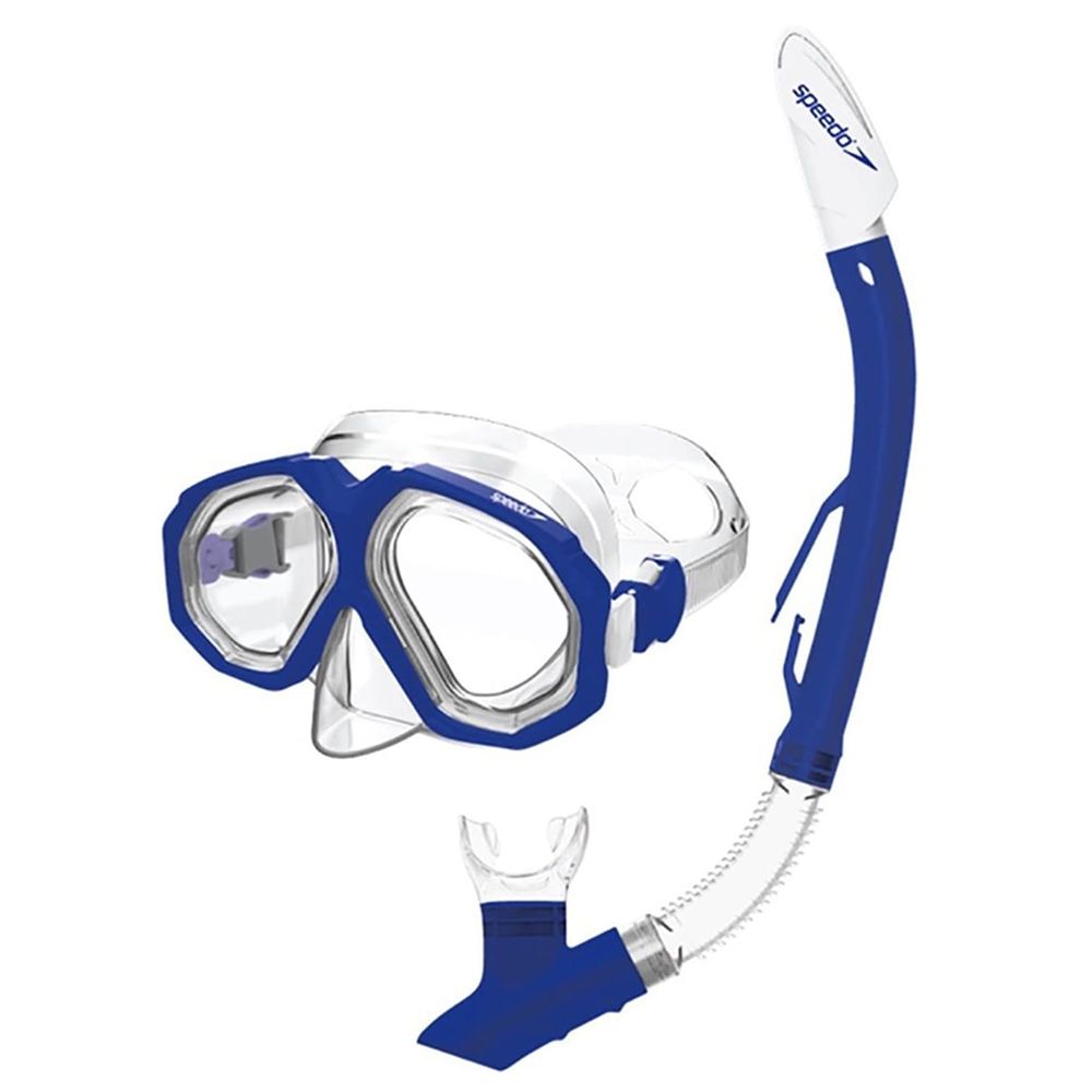 Speedo - Leisure Adult Dual Lenses & Snorkel Kit - Blue/White