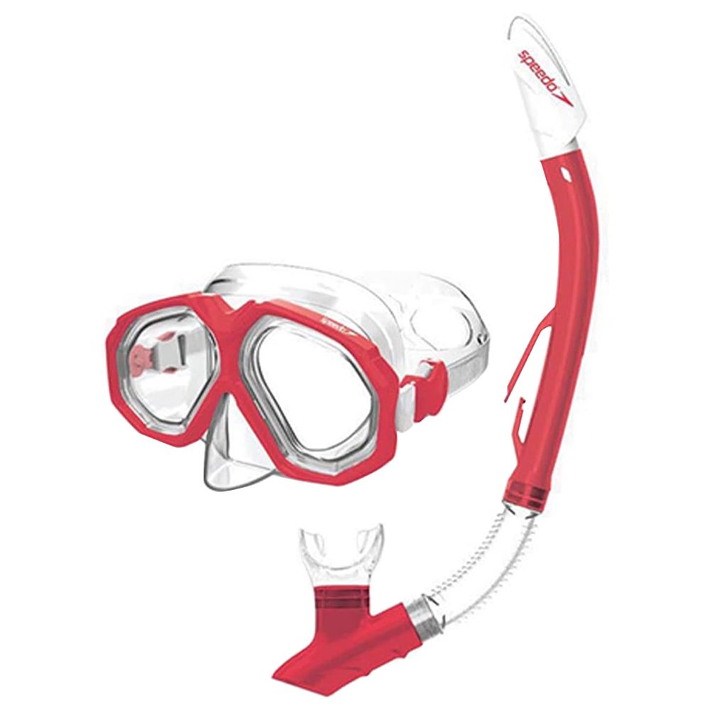 Speedo - Leisure Adult Dual Lenses & Snorkel Kit - Red/White