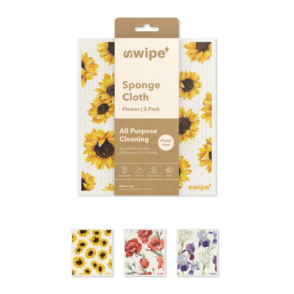 Swipe - All Purpose Cleaning Sponge Cloth - Flower - 3 Pcs