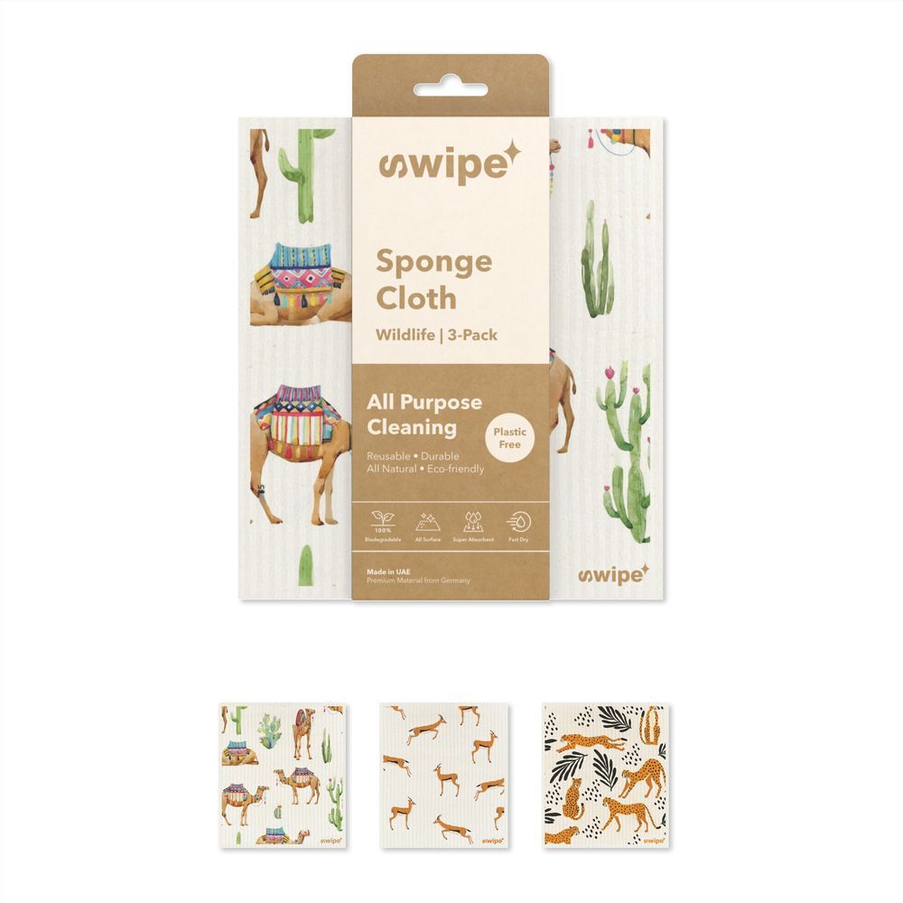 Swipe - All Purpose Cleaning Sponge Cloth - Wildlife - 3 Pcs