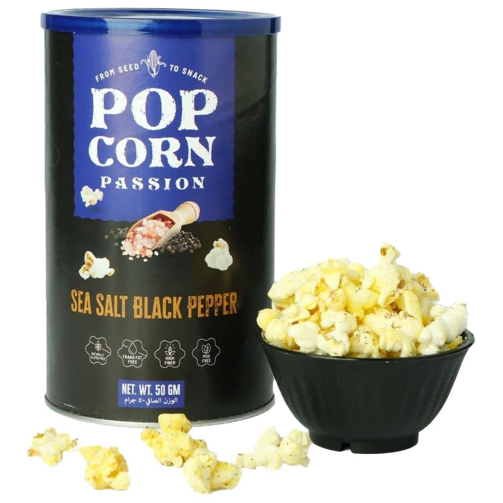 POP CORN PASSION - Sea Salt Black Pepper Popcorn - 50 gm