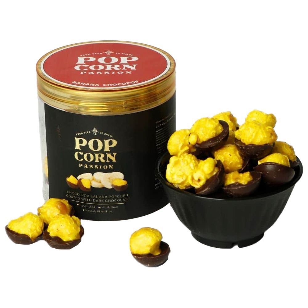 POP CORN PASSION - Banana Popcorn Coated w/ Dark Chocolate - 140 gm