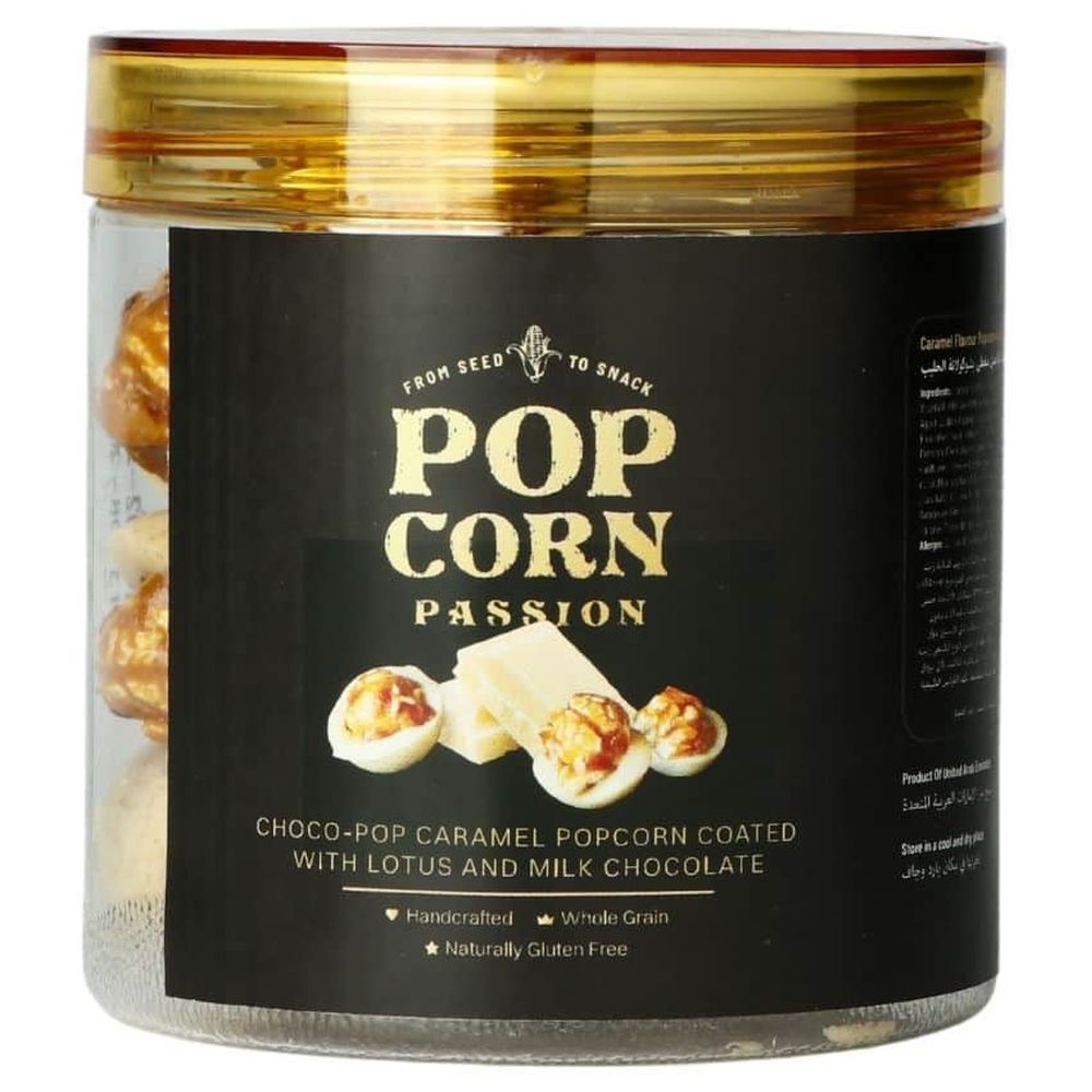 POP CORN PASSION - Caramel Popcorn Coated w/ Lotus & Milk Chocolate - 140 gm 