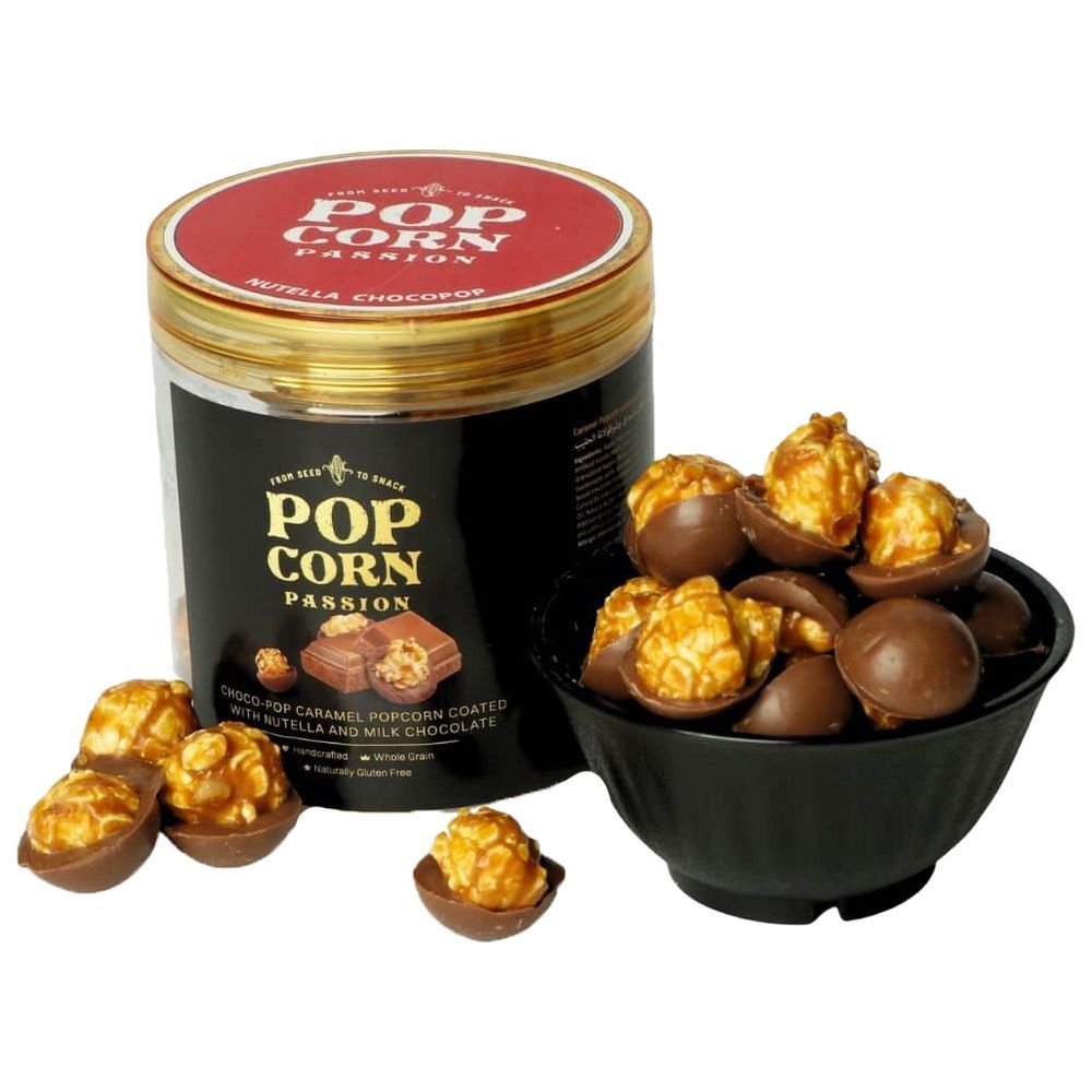 POP CORN PASSION - Caramel Popcorn Coated w/ Nutella & Milk Chocolate - 140 gm