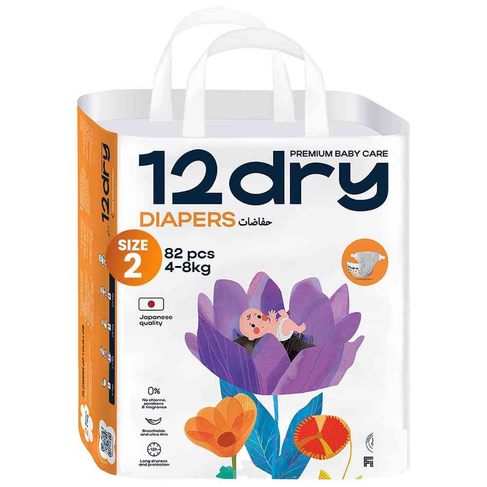 12dry - Premium Baby Care Diapers - Size 2 - 4-8 Kg - 82 Pcs